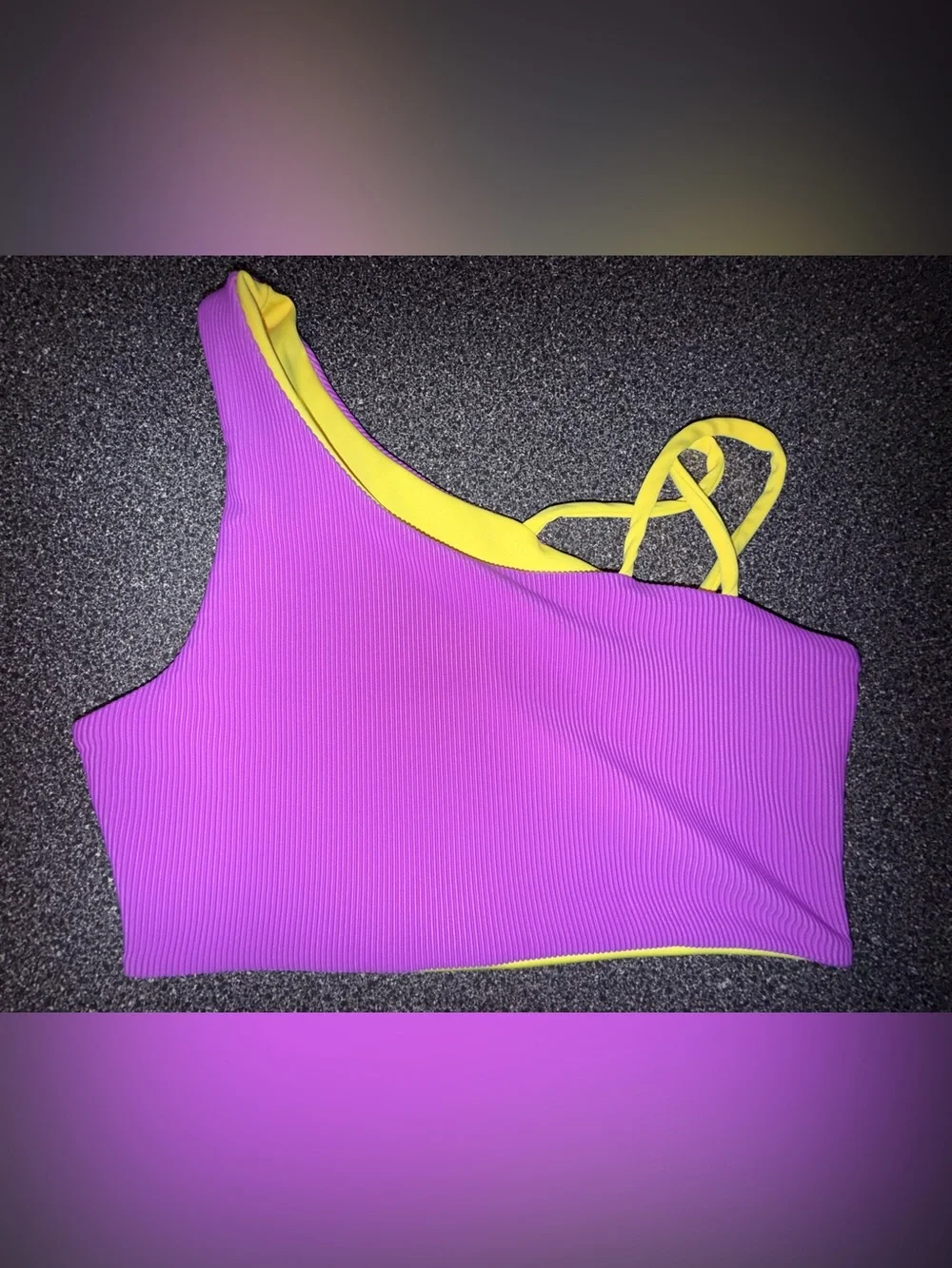 Tiger Friday One-Shoulder Purple & Yellow Dance Top Size Adult X-Small